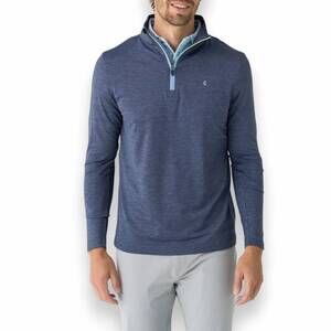 NEW CRIQUET feather performance knit quarter zip pullover jacket in blue
